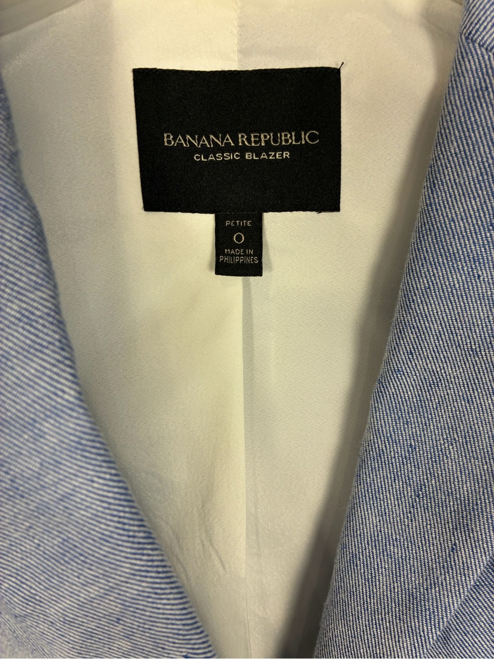 Banana Republic Classic Blazer Jacket Linen Blend Chambray Blue Sz 0 - Picture 2 of 12
